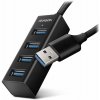USB hub AXAGON HUE-M1AL USB A3.2 na 4x USB A3.2 s káblom 1,2m, čierny