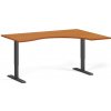 Ergonomický výškovo nastaviteľný stôl, 160x120 cm, 2 motory, L/P, čierna podnož, čerešňa