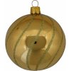 ORNEX Vianočná ozdoba sklenená guľa so zlatými linkami zlatá, 8 cm