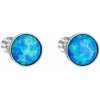 Strieborné náušnice kôstky so syntetickým opálom modrej okrúhle 11001.3 Blue s. Opal