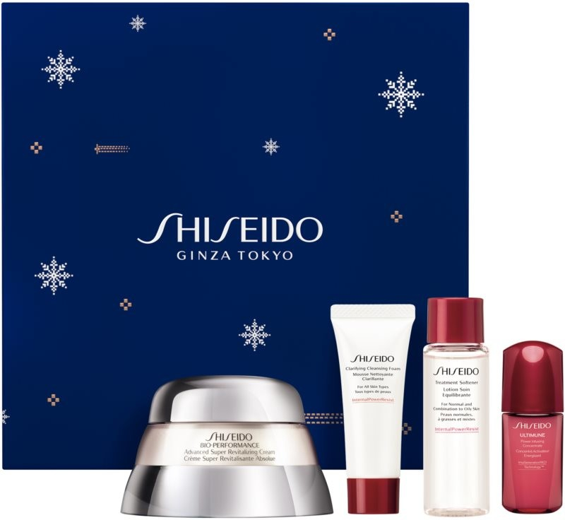 Shiseido Bio-Performance revitalizačný a obnovujúci krém proti starnutiu pleti 50 ml + čistiaca pena na tvár 15 ml + hydratačný krém na tvár 30 ml + energizujúci a ochranný koncentrát