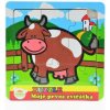 Teddies Mini puzzle drevené 9 dielikov Moje prvé zvieratká pre najmenších Krava