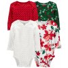 CARTER'S Body dl. rukáv Red Green dievča 4ks