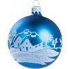 Sklenená vianočná guľa zima 8cm, modrá
