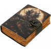 Leather Journals Kožený zápisník s UV potiskem „Mystický drak pod zářícím úplňkem“