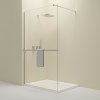Erga Paris, sprchová zástena Walk-In 110x200 cm s poličkou a vešiakom na uteráky, 8mm číre sklo, chrómový profil, ERG-V02-PARIS-110x200-CL-CR-BAR
