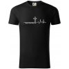 Jesus Saved My Life kríž ekg - Tričko z organickej bavlny - 3XL ( Čierna )