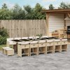 vidaXL 17-dielna záhrad. jedálenská sada vankúše mix béžovej polyratan 3277953