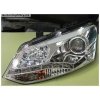 Predné svetlá (lampy) chrómové (vrátane motorčeka pre nastavenie výšky parabol) + DRL denné svietenie VW Polo 6R -- od roku výroby 2010-
