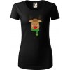 Jeleň so šálom - Dámske tričko z organickej bavlny Origin (GOTS) - 2XL ( Čierna )