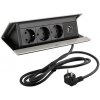 LEGRAND elektrická zásuvka PopUp, 3x 230V, Schuko, 1x USB A+C, brúsený hliník