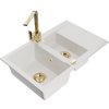 Mexen Gaspar, granitový drez 737x475x177 mm, 1,5-komorový a zlatá batéria Rita, biela, 6507-20-670300-50