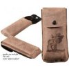 Kožené puzdro na okuliare pre poľovníkov hnedé - motív Jeleň