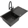 Mexen Leo, 1-komorový granitový drez 900x500x190 mm a drezová batéria Duo, čierna-zlatá metalíza, 6501-75-671701-70-B