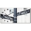Vodorovné Sklenené hodiny na stenu Wall Street znak 60x30 cm