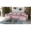 Rozkladacie sedacie súprava FIRE U ružová - LINCOLN 61 - Menčestrová látka