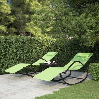 Hojdacie záhradné ležadlá 2 ks zelené oceľ a textilén-ForU-318135