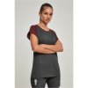 Women's contrasting raglan t-shirt charcoal/red wine hnedá XXL Urban Classics 4053838461020