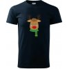 Jeleň so šálom - Klasické pánske tričko vyššej gramáže - 3XL ( Tmavomodrá (takmer čierna) )