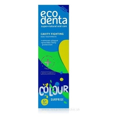 EcoDenta KIDS CAVITY FIGHTING COLOUR surprise detská zubná pasta (od 6 rokov) 1x75 ml