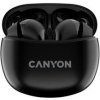CANYON TWS-5 BT sluchátka s mikrofonem, BT V5.3 JL 6983D4, pouzdro 500mAh+40mAh až 38h, černá
