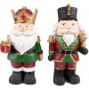 Clayre & Eef 2ks zeleno-červená dekorácia Luskáčik - 11*8*21 cm