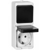 ORNO Zásuvka a vypínač AQUATIC MINI IP54 2P+E (Schuko), bielo/čierna