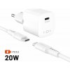 Set sieťovej nabíjačky FIXED Mini USB-C 20W FIXC20M2-CC-WH biely