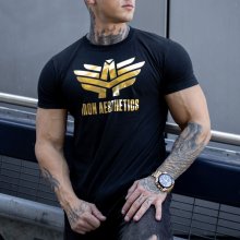 Iron Aesthetics black&gold Fitness tričko čierna