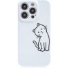 AppleMix Kryt pre Apple iPhone 15 Pro - plastový - biely - mačka