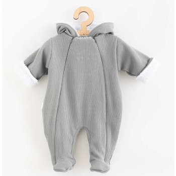 Zimná dojčenská kombinéza s kapucňou New Baby Frosty grey