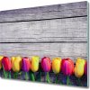 Sklenená doska na krájanie Tulipány na dreve 60x52 cm