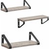 Nástenná polica, sada 3 kusov, šedo-čierna