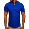 Kráľovský modrá pánska elegantá košeľa s krátkymi rukávmi BOLF 5535