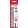 FABER-CASTELL GRIP 2001, ceruzky, tvrdosť B - strieborná - 3ks + guma