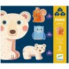 DJECO Primo puzzle: 3 Zvieratká v lese (37 veľkých dielikov)