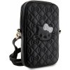 Kožená taška Hello Kitty Leather Quilted Pattern Kitty Head Logo Phone Bag, black