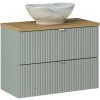 ArtCom Kúpeľňová skrinka s umývadlom a doskou LINE Reed Green DU80/2 | 80 cm