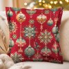 Biante Bavlnená obliečka na vankúš s lemom Sandra SA-528 Vianočné banky na červenom 40 x 40 cm