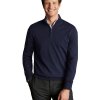 Charles Tyrwhitt Merino Zip Neck Jumper — Navy - XXL