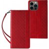 MG Magnet Strap knižkové kožené puzdro na iPhone 13 Pro Max, červené