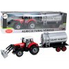 Lean Toys Bagrový traktor s cisternou, trecí pohon červená