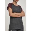 Tričko Urban Classics Ladies Contrast Raglan Tee - charcoal/redwine 3XL