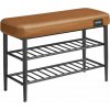 EKHO Lavička s policami na topánky, čalúnené sedadlo, botník, karamelovo hnedá