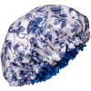 Saténová čiapka na spanie MODRÉ KVETY M
