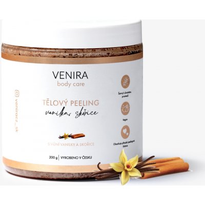VENIRA telový peeling, vanilka a škorica, 200 g