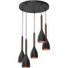 Luminex | Luster na lanku MUZA 5xE27/15W/230V čierna/hnedá/medená/buk | LU9018A