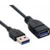 USB 3.0 predlžovací kábel, AA, samec-samica, čierny dĺžka 1 meter