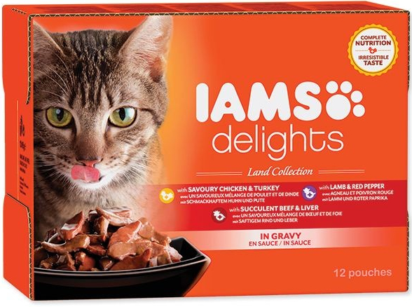 Iams výběr ze suchozemských mas v omáčce 1020 g