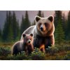3D pohľadnica Bear Mom & Cub AI (Mama medveď a mláďa)